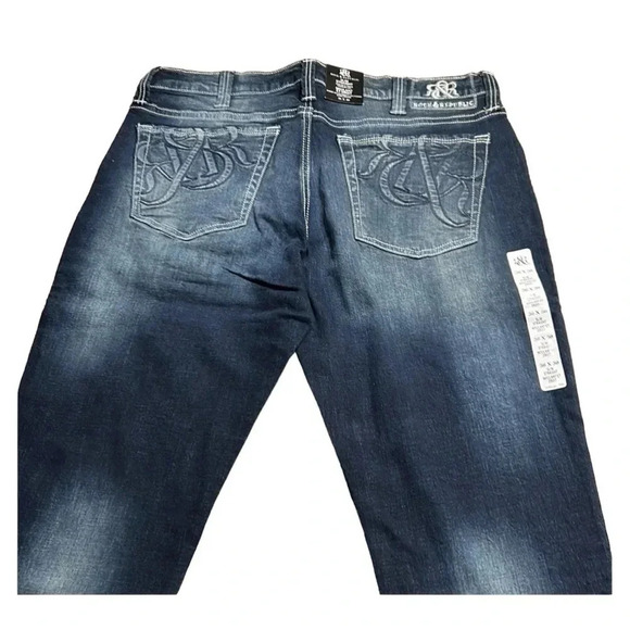 ROCK & REPUBLIC men jeans,NWT 36x30 slim straight,blue,manufactured fading - Picture 5 of 10